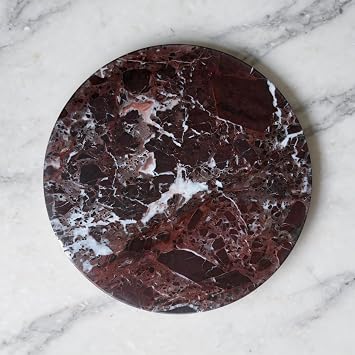 Natural Round Marble Tray Glossy Pastry Board for Dessert, Cheese, Coffee, Smooth on Both Sides Rosa Levanto