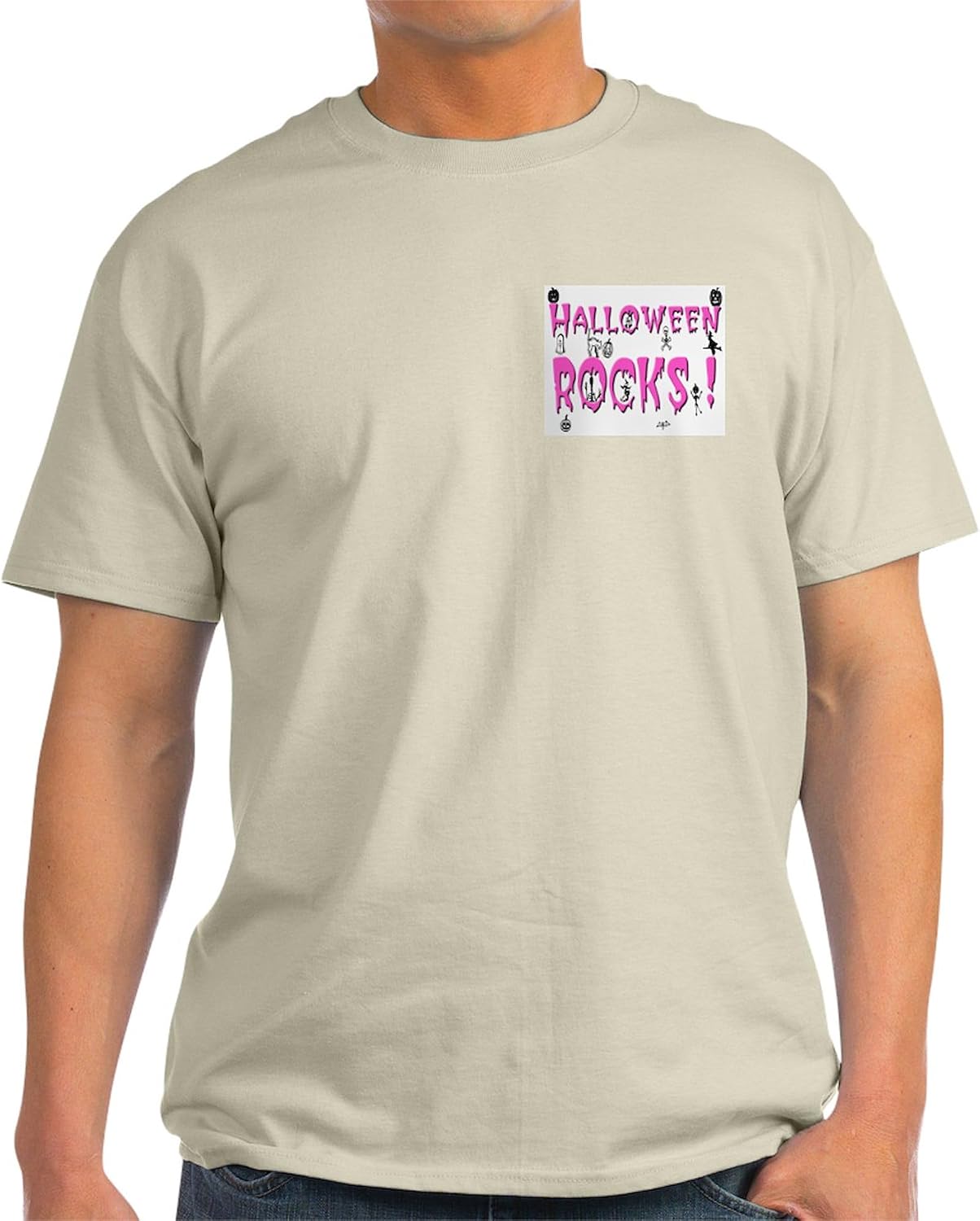CafePress Halloween Rocks Ash Grey T Shirt Men's 100% Cotton, Classic Graphic White T-Shirt