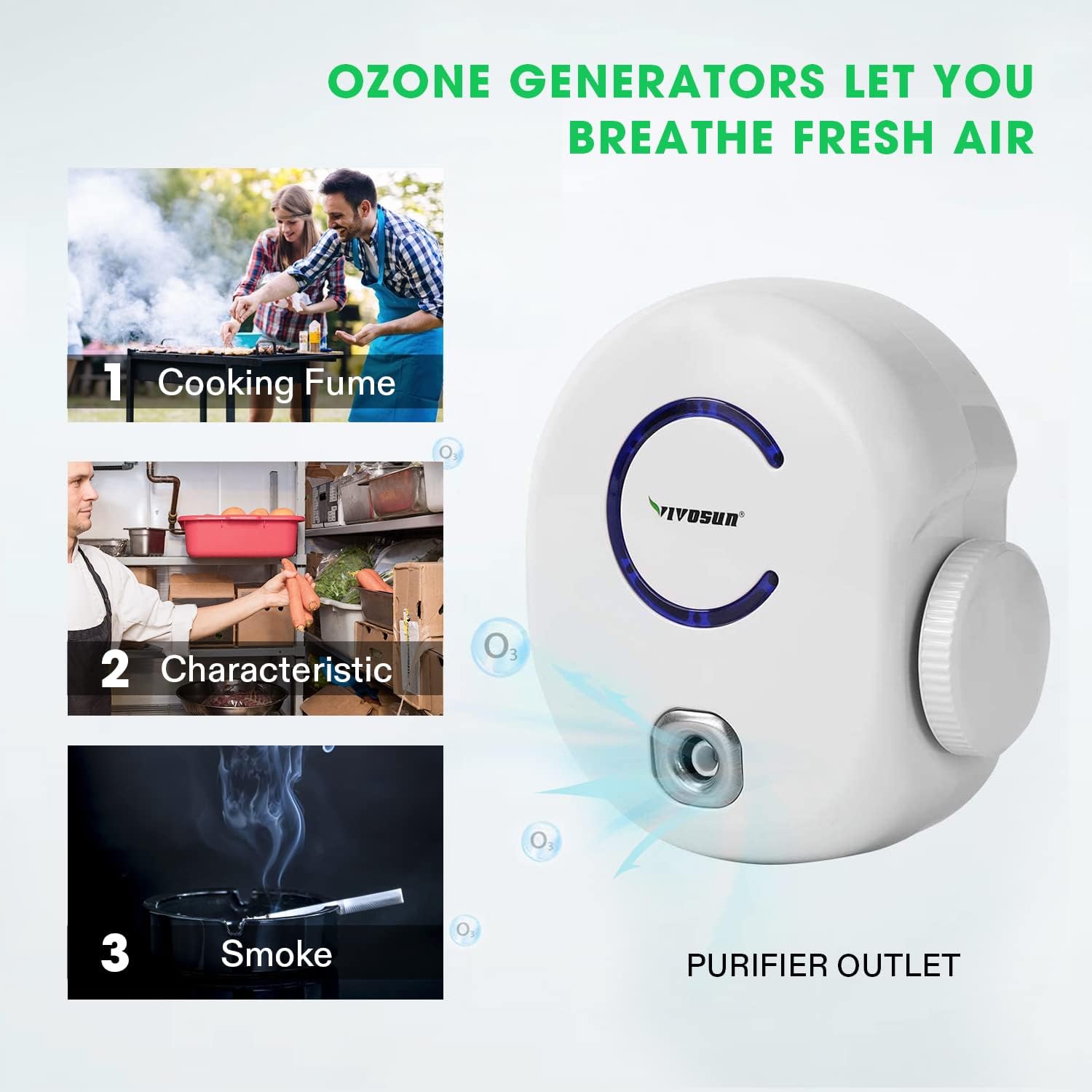 VIVOSUN 2-Pack Plug-in Mini Ionic Air Ozone Generator Adjustable Efficiency 10-50 mg/h