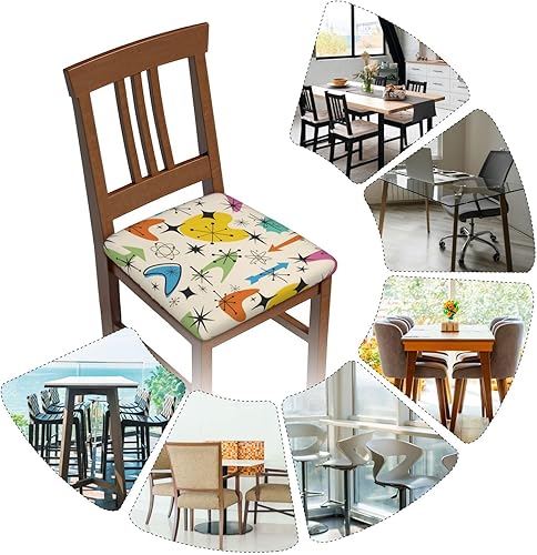 Miniatura 2 de Juego de 4 fundas de asiento para sillas de comedor, fundas de asiento elásticas modernas de mediados de siglo de los años 50, fundas de cojín para