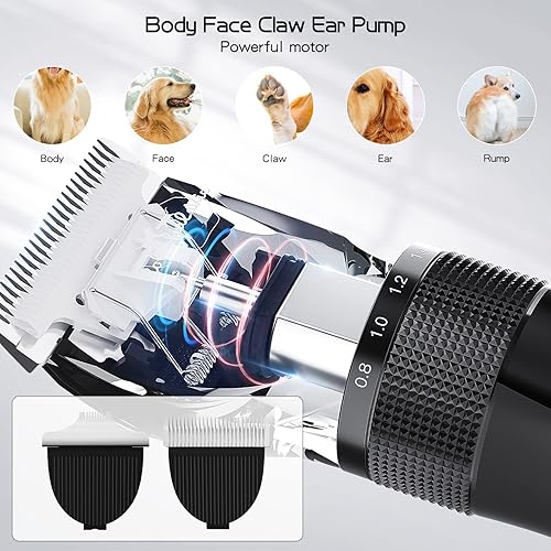 Miniatura 2 de Kit de aseo para perros de 2 cuchillas, cortaúñas lavables para el aseo, cortapelos profesionales de bajo ruido para abrigos gruesos, suministros