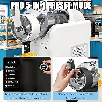 5-in-1 Slushie Machine, 2l Ice Machines with 5 Preset Modes, No Ice Needed, Quiet and Simple Knob Operation, Ice Drink Maker for Ice Cream, Margarita & Slush Black