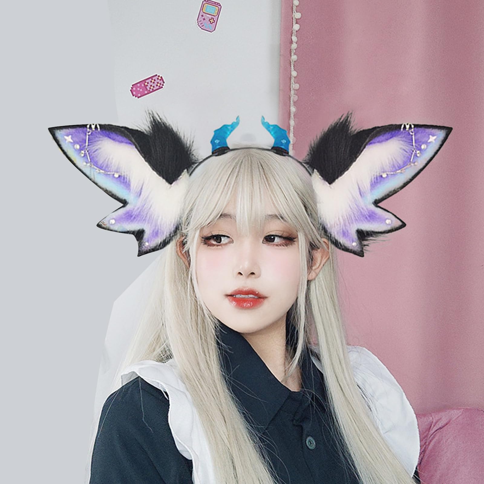 Diadema con orejas de animales de peluche, cómoda diadema étnica para fiestas de cosplay, fiestas y festivales de música, gorro de felpa suave