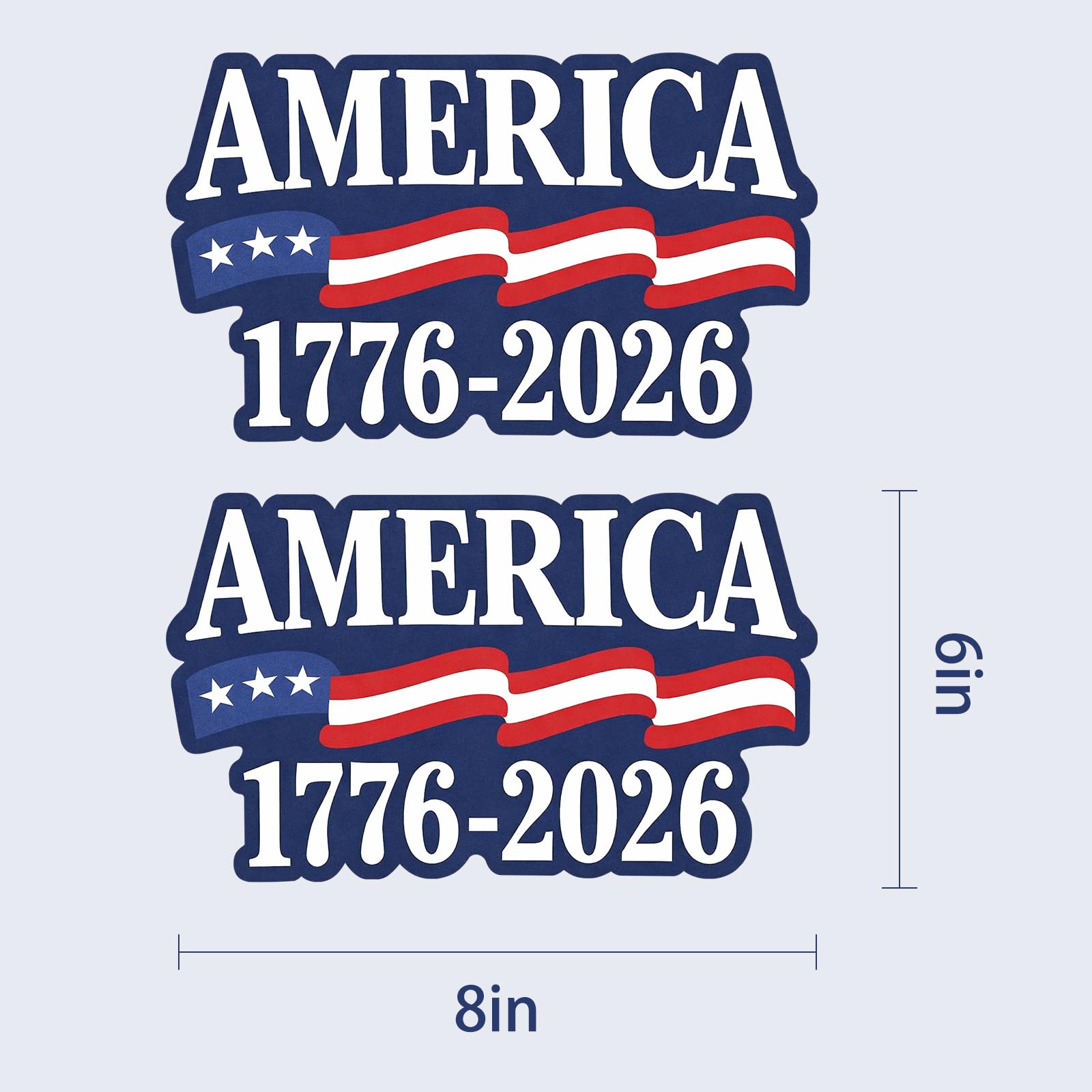 Confezione da 2 adesivi per il 250° anniversario dell'indipendenza – 1776-2026 adesivi in vinile con bandiera USA patriottica, adesivi impermeabili per esterni, per finestrini auto, camion e laptop