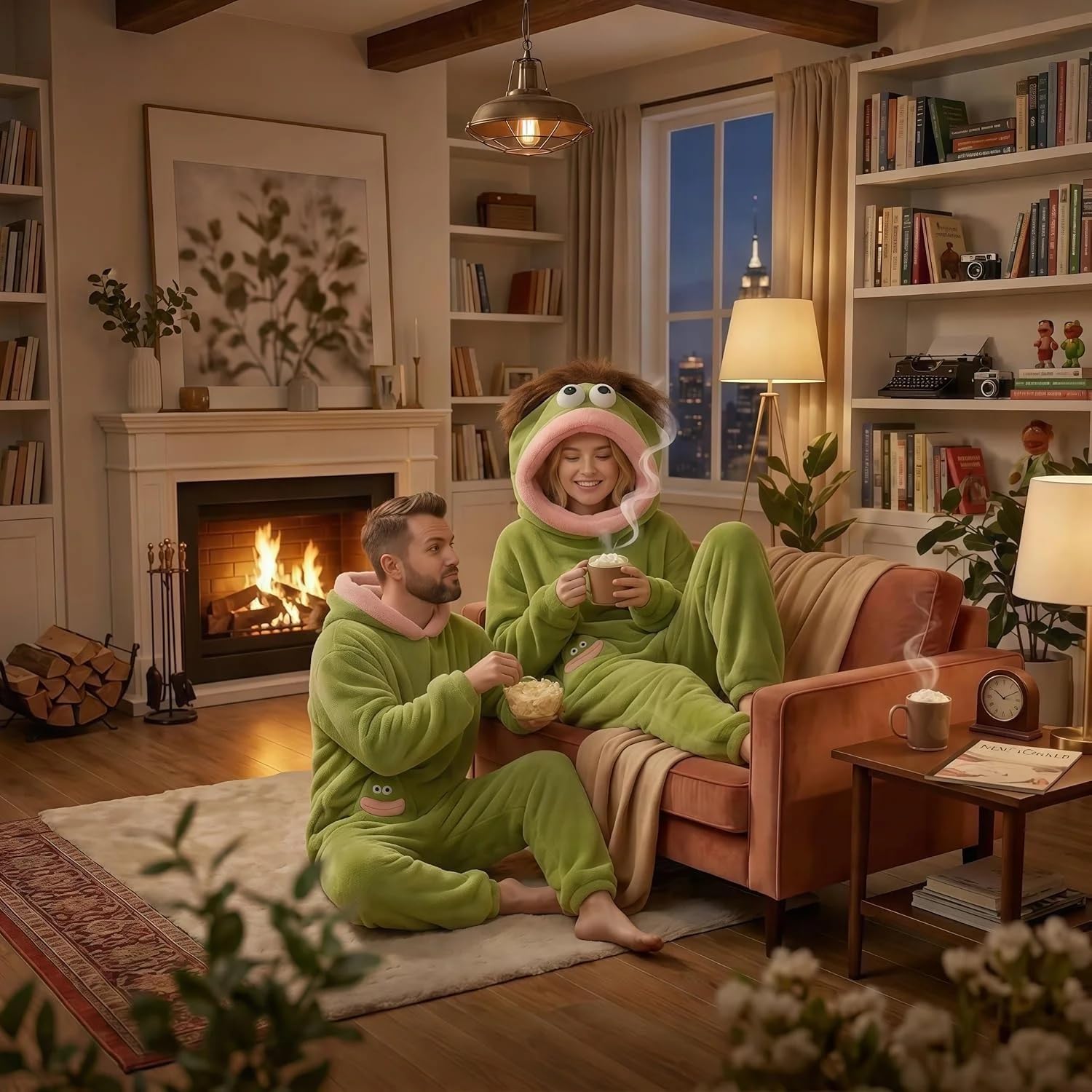 Pijama Divertidos una Pieza, Disfraz Divertido para Parejas, Monos de Disfraz de Animales Divertidos, Monos de Cosplay de Forro Polar, Pijamas cómodos de Forro Polar para Unisex