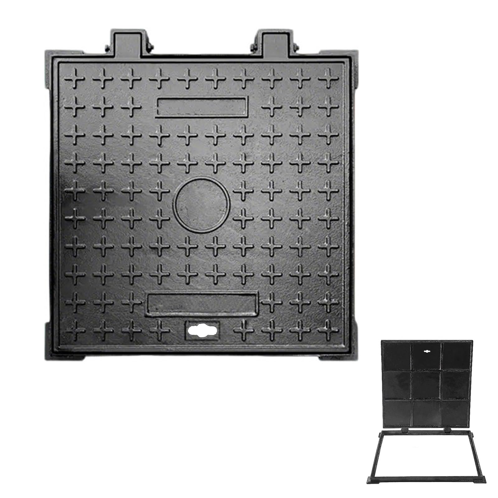 WXPGFEQ Cast Iron Manhole Cover with e 70x70cm Septic Tank Lid for Draina Pits Vehicle Access & WeatherResistant 28x28in