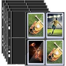 Toploader Binder Pages 4-Pocket, 50 Pcs Top Loader Side-Loading Page for 3" x 4" Toploaders Sleeves | Holds 400 Cards Total