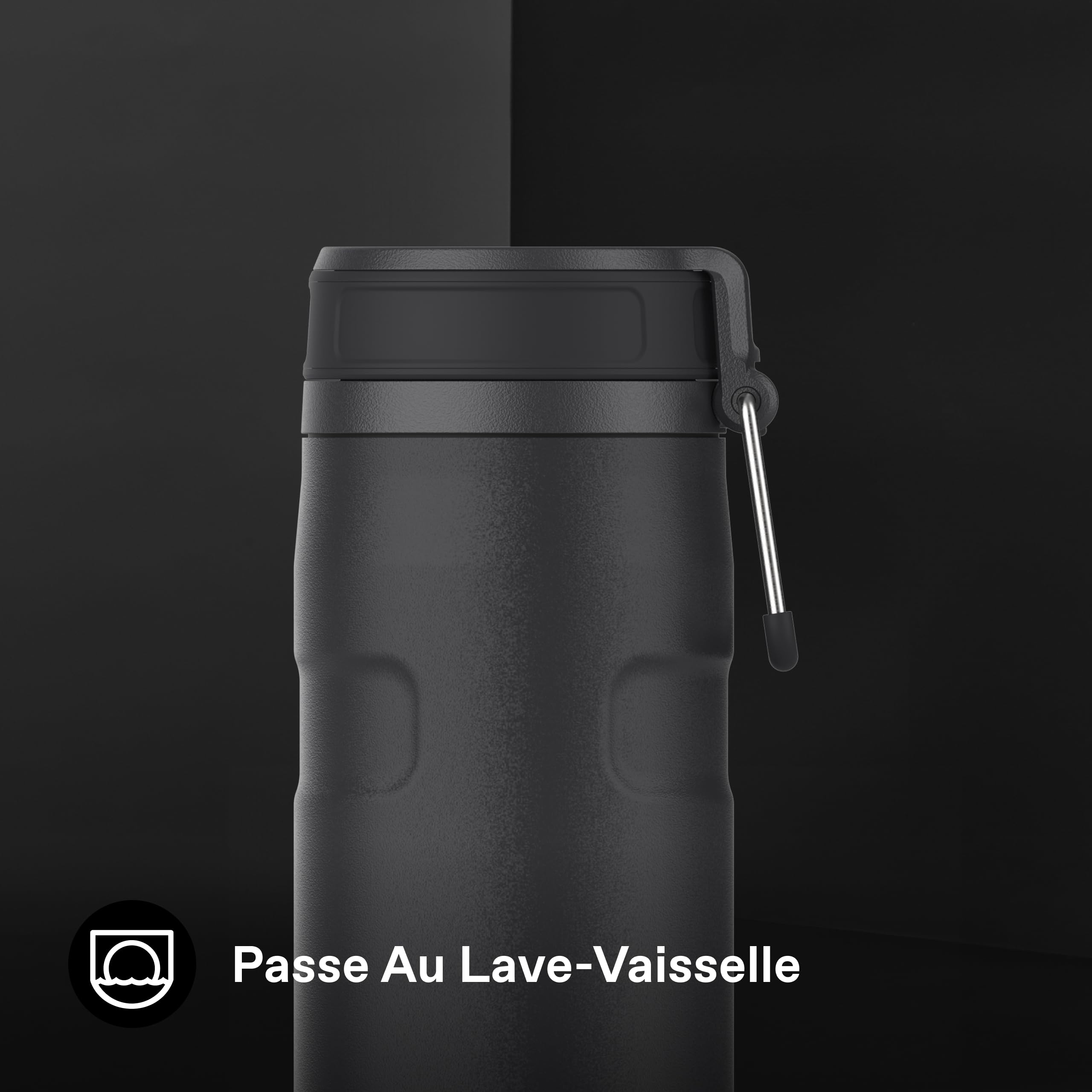 Stanley IceFlowBottle Twist Flip 0.47L - 12 Heures Froid - 3 Jours Glacé - Lavable Au Lave-Vaisselle - Acier Inoxydable Recyclé - Sans BPA - Isolation Sous Vide - Black 2.0