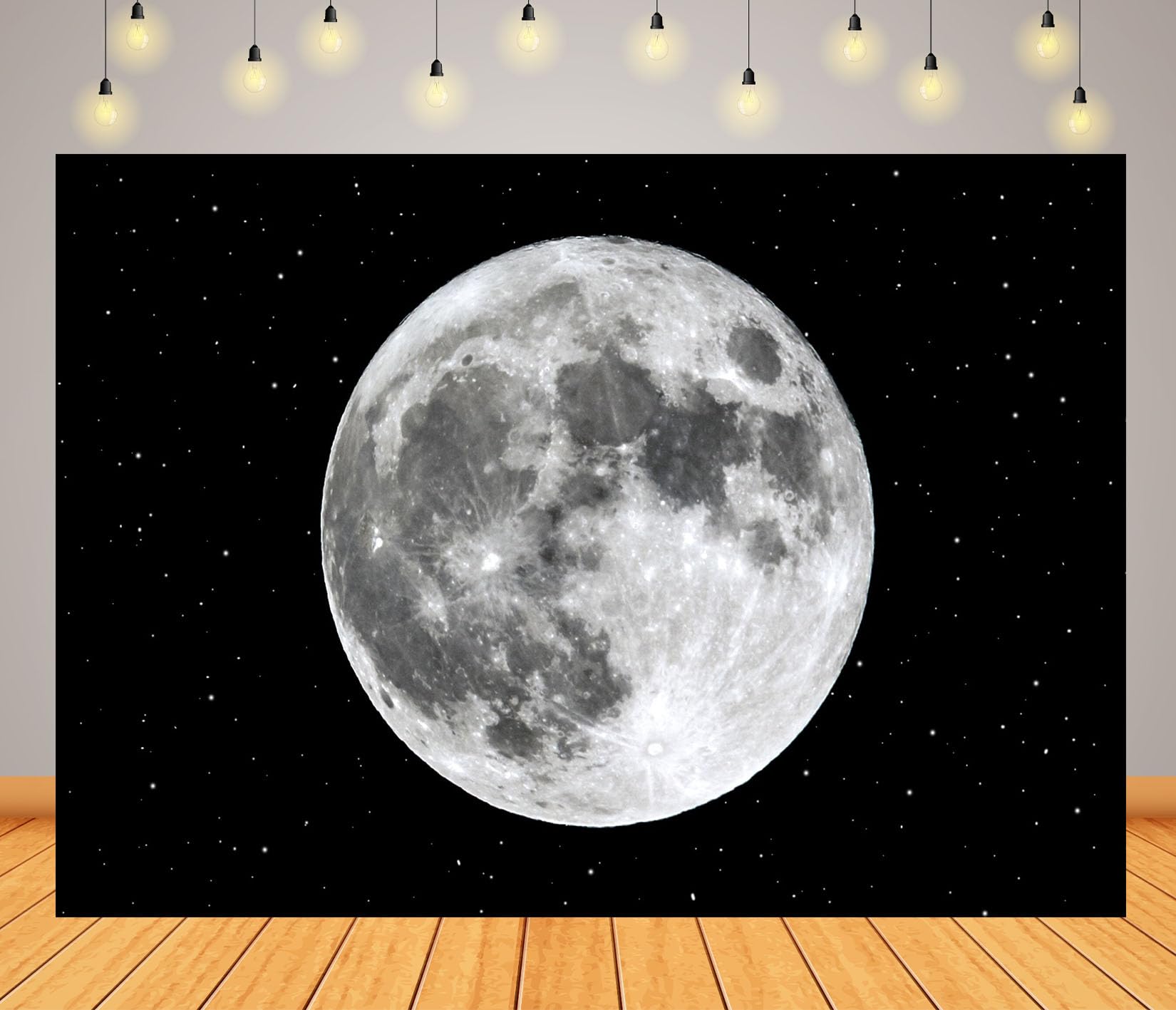 20x10FT (6x3m) Luna Piena In Cielo Stellato Sfondo Fotografico