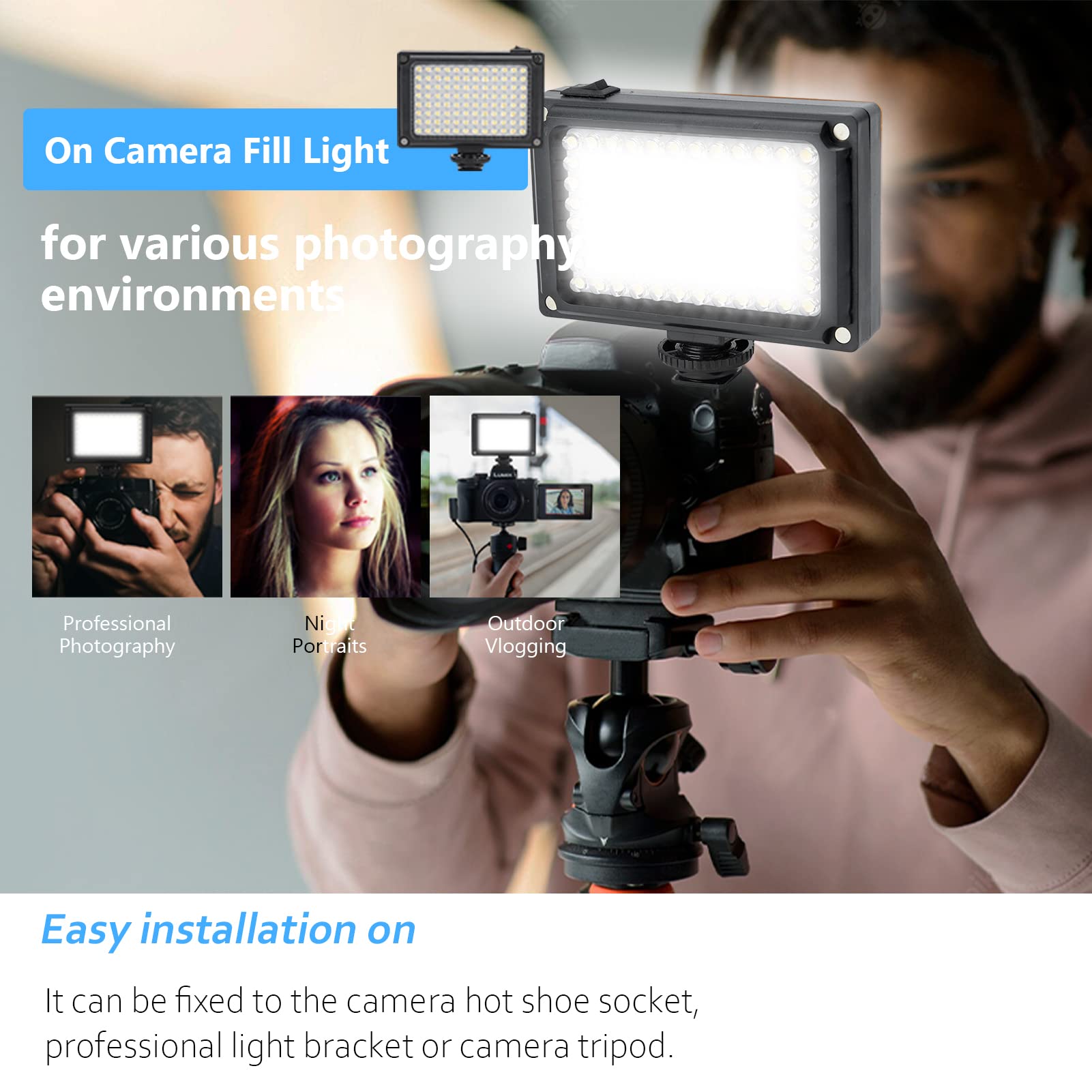 Kamera LED-Licht, On-Kamera Video füllen Licht Lampe 5500K 96 Pcs LED für Hochzeit, außerhalb des Schießens, Nachrichten-Interview
