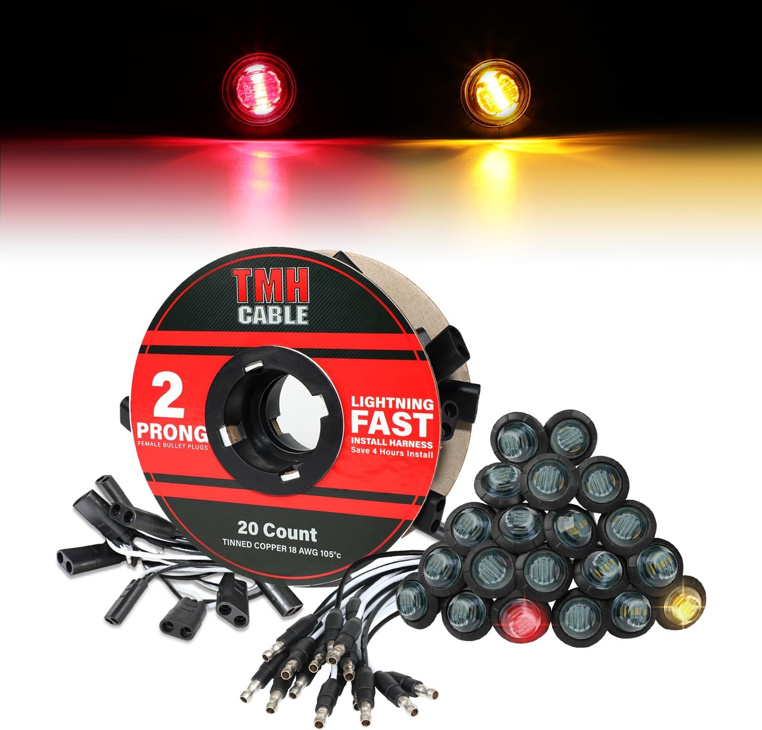 10 Marqueurs LED Latéraux Ambrés Fumés – 3/4 Pouces, étanches, Universels