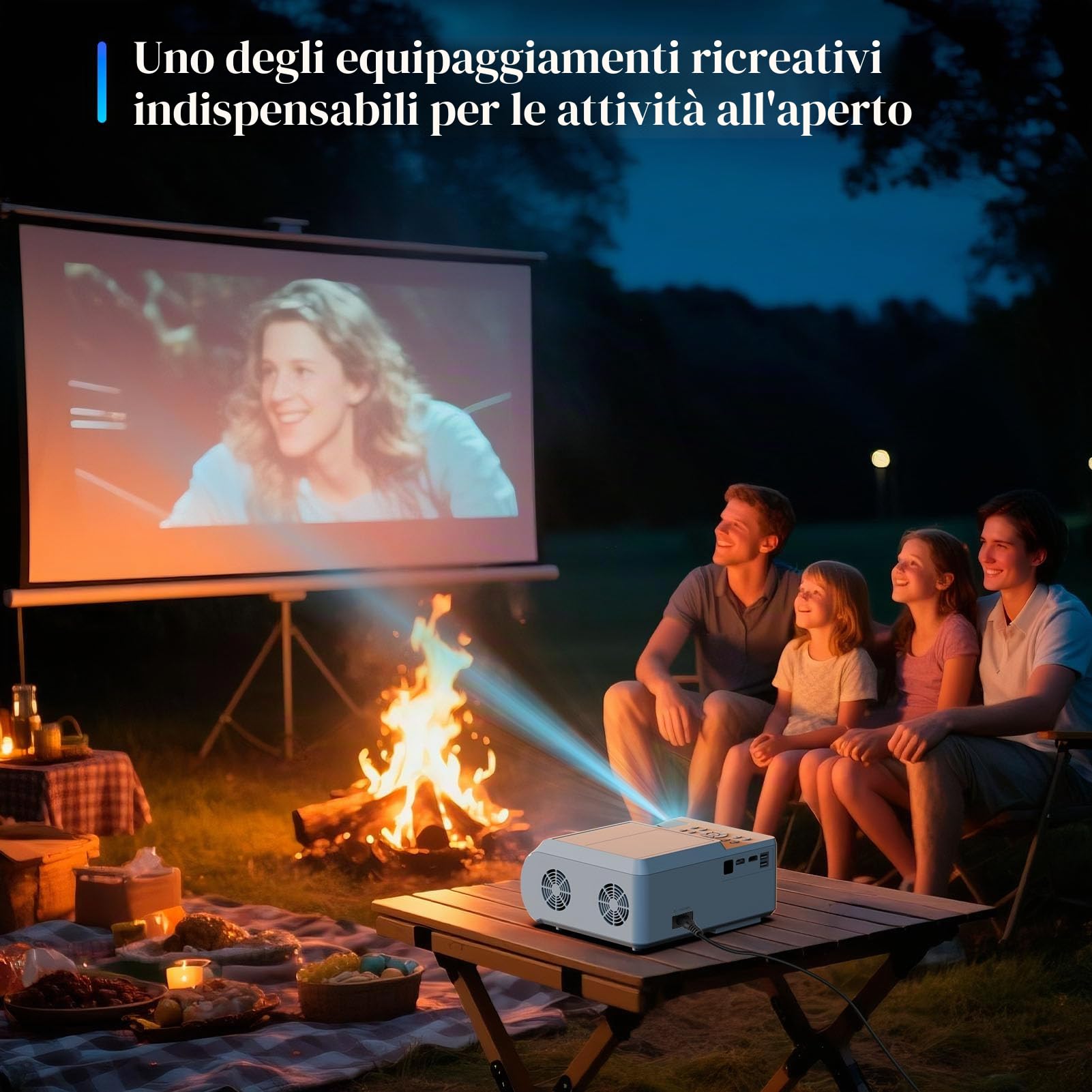 Proiettore DVD portatile con lettore DVD integrato, mini proiettore cinematografico con altoparlante integrato, compatibile con PC/TV/HDMI/USB/AV, schermo HD 1080P da 200 pollici per film