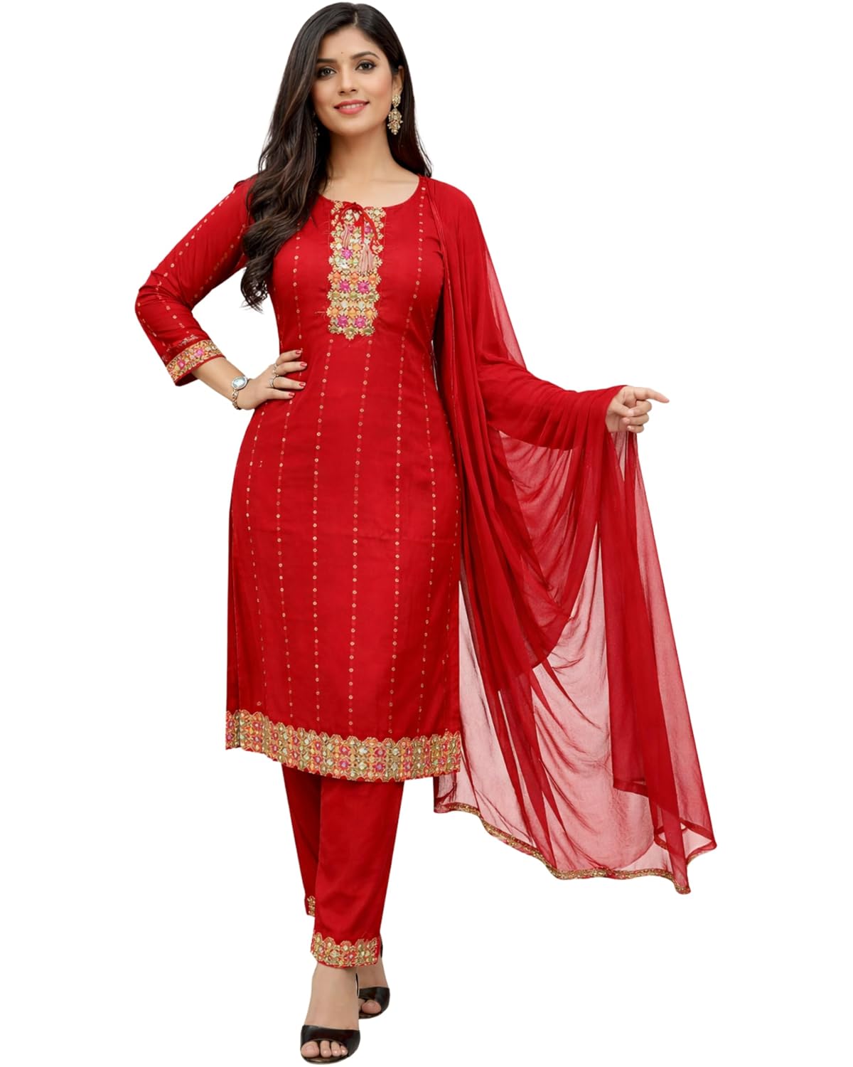 RACK FASHION Women's Embroidered Salwar Suit with Dupatta, Floral Work, Festive Ethnic Wear - Review, Price and Buying Guide