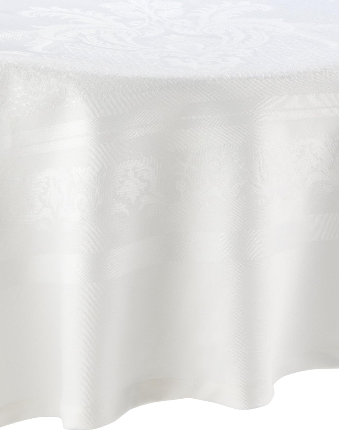 Garnier Thiebaut 100-Percent Cotton Beauregard Motifrond Table Cloth, 77-Inch, White