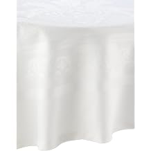 Garnier Thiebaut 100-Percent Cotton Beauregard Motifrond Table Cloth, 77-Inch, White