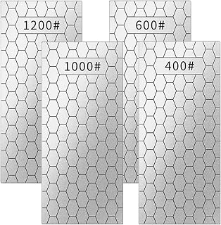 GUOMKAS Diamond Sharpening Stone 4 piece,Grit Plate Honing Honeycomb Surface Sharpener For Kitchen Dull Knives Grindstone Tool(400/600/1000/1200 Grit) Silver 5.91*2.48inch