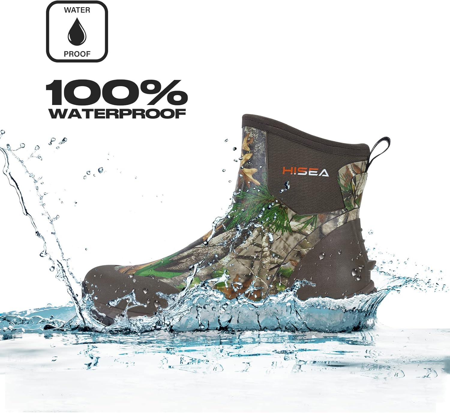 Miniatura 2 de HISEA Excursion Pro - Botas de lluvia de goma para hombre, hasta el tobillo, impermeables, aisladas, de neopreno, antideslizantes, para exteriores,