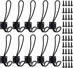 Black Coat Hooks OHIYO Rustic Wall Hooks 10Pack Vintage Double Coat Hangers for Hanging Hats Bags in Entryway Bathroom Bedroom Heavy Duty Wall Mounted Iron Hooks with Metal Screws Included