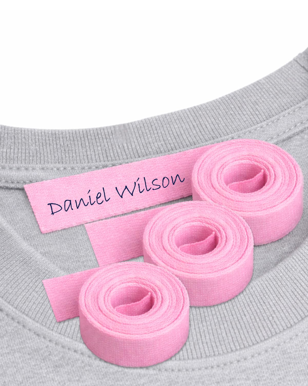 3 Iron-On Pink Fabric Tape. Writable Clothing Label Roll, 3m x 1cm. for Kids, School & Care Settings, Nursery โ image 1