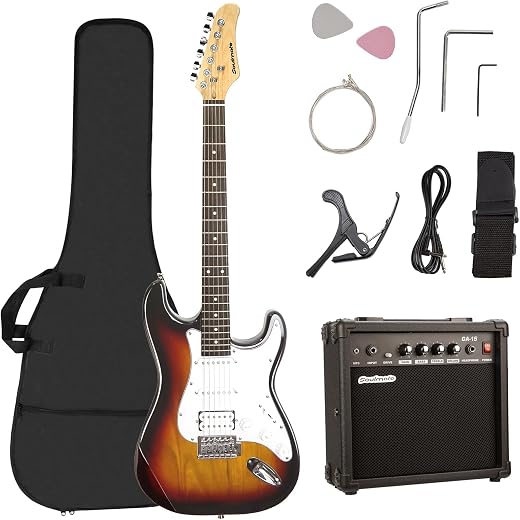 Soulmate Electric Guitar Kit for Beginner 39" HSS Pick Up Solid Body Full Size Electric Guitar for Starter with Amplifier,...