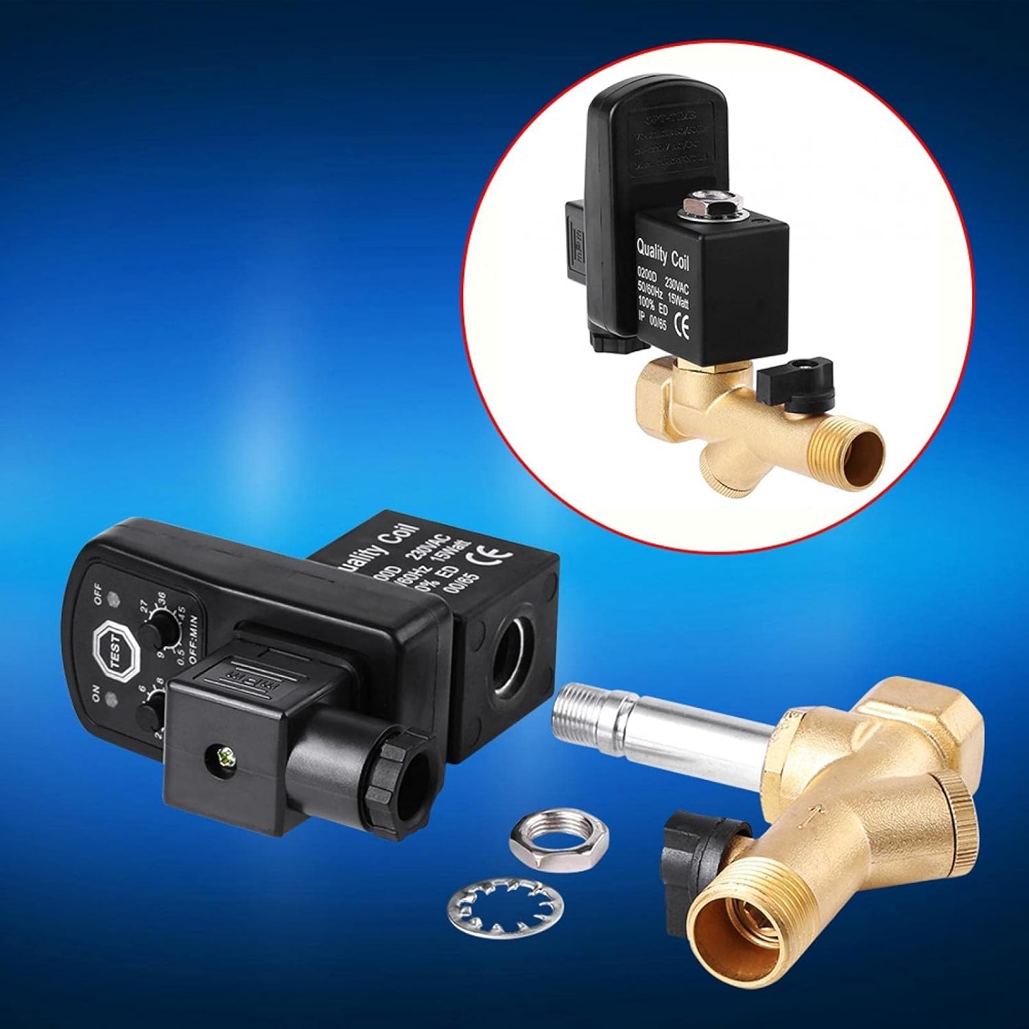 Air Compressor Drain Valve, 1/2 "Male Thread Seal Automatic Timing Brass Cock Ball Valve Drain Valve, Manage the condensate of Air, Water (AC110V) Compressors