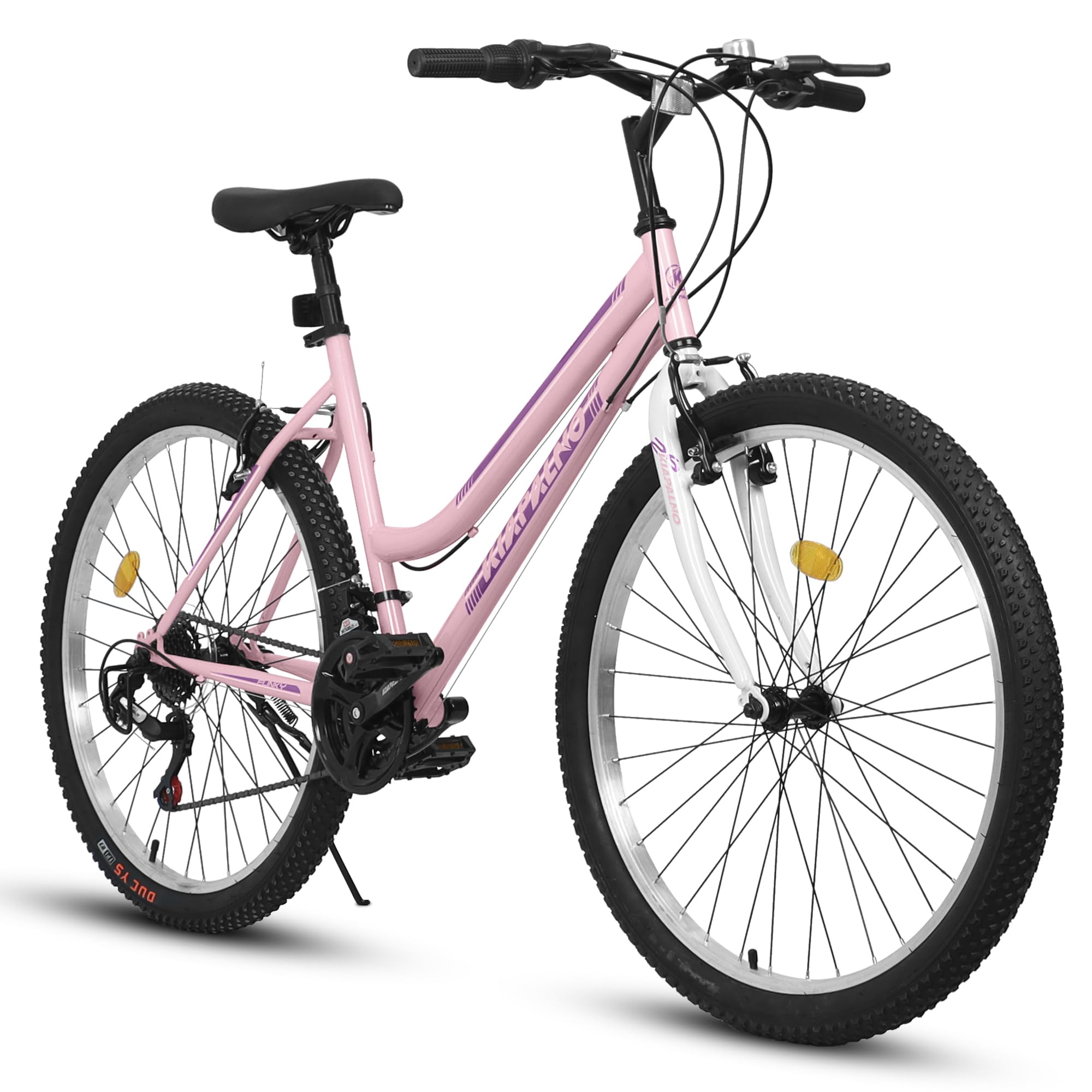 Ecarpat Girls Womens 24/26 Inch Mountain Bike, 21 Speed Summer Travel Gifts Bicycles, Female V-Brake Outdoor Cycling Commuting City Bike to School Work