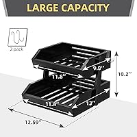Vista 3 de Cesta de frutas de bambú de 2 niveles para encimera de cocina, gran capacidad de almacenamiento de frutas en la encimera, soporte de frutas