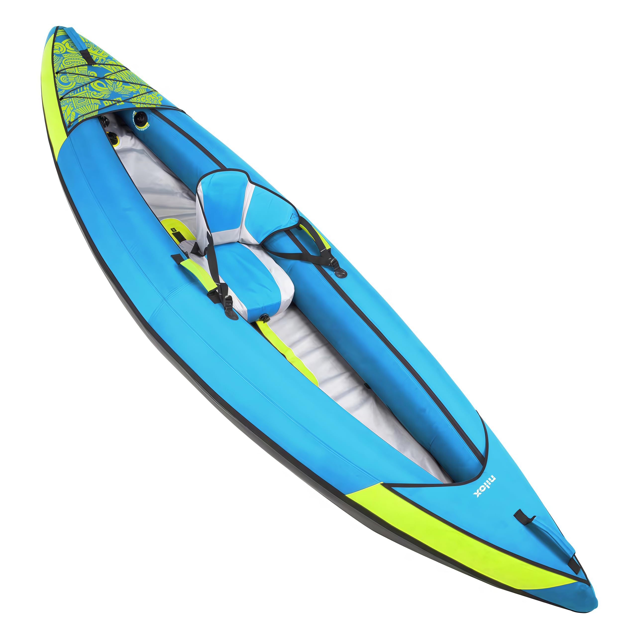 Nilox Kayak Hinchable de 2 Plazas de PVC, con 2 Remos de Aluminio, 2 Asientos, Bomba Manual y Bolsa de Transporte, Compatible con Waterscooter, Resistente 800D, Peso 14 kg, Dimensiones 340×102 cm