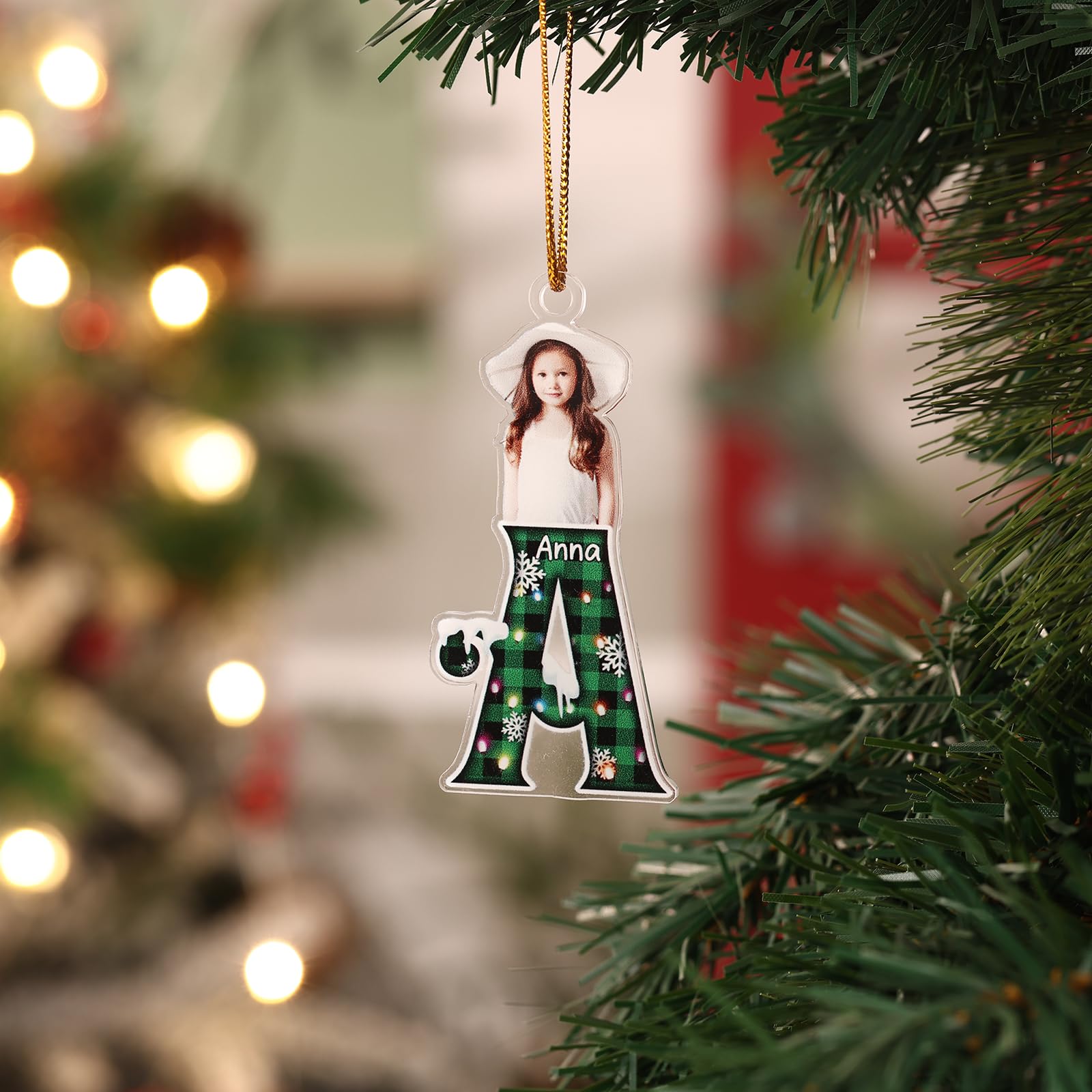 2024 Personalized Photo Ornaments for Christmas Tree Custom Name Picture Christmas Ornaments Memorial Photo Hanging Ornament