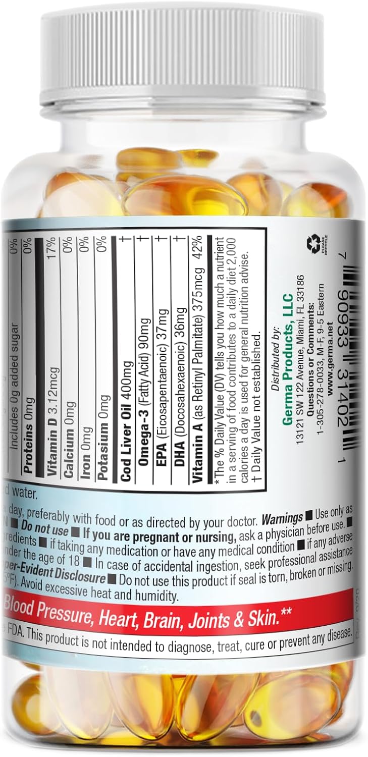 Germa™ Aceite De Higado De Bacalao Capsules 2 x 100's (200 softgels Total) 2-Pack