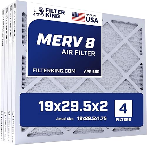 Miniatura 1 de Filter King Filtro de aire de 19.5 x 29.5 x 2 pulgadas  Paquete de 4 filtros plisados MERV 8 HVAC para horno de CA  Tamaño real 19.5 x 29.5 x 1.75
