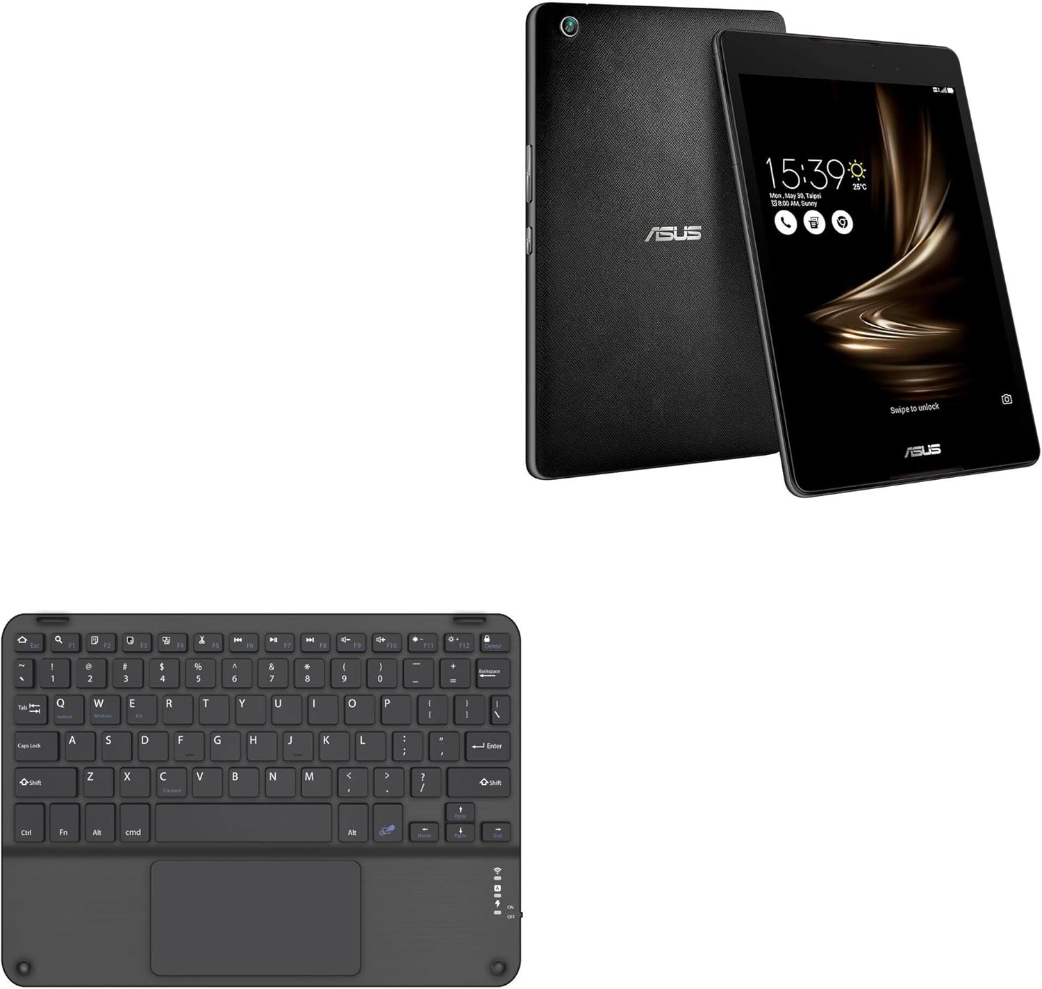 BoxWave Keyboard Compatible with ASUS ZenPad 3S 8.0 (Z582KL) - SlimKeys Bluetooth Keyboard with Trackpad, Portable Slim TouchPad - Jet Black