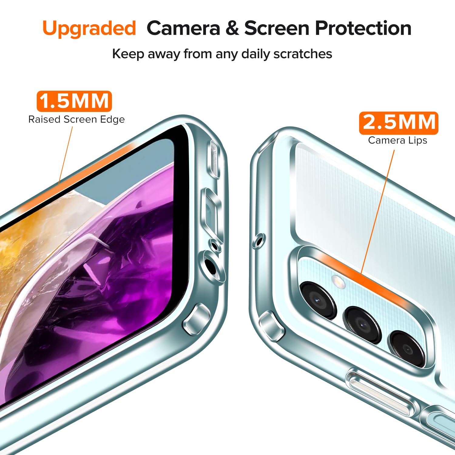 iVoler Przeciw żółknięciu przezroczyste etui do Samsung Galaxy M15 5G z 2 sztukami szkła hartowanego, [odporny na wstrząsy klasy wojskowej] przezroczysta cienka obudowa