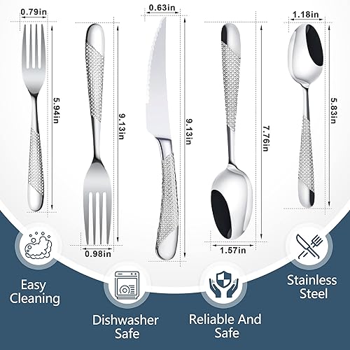 Miniatura 3 de El juego de cubiertos de 20 piezas incluye tenedores, cuchillos y cucharas, juego de cubiertos de acero inoxidable para el hogar, cocina