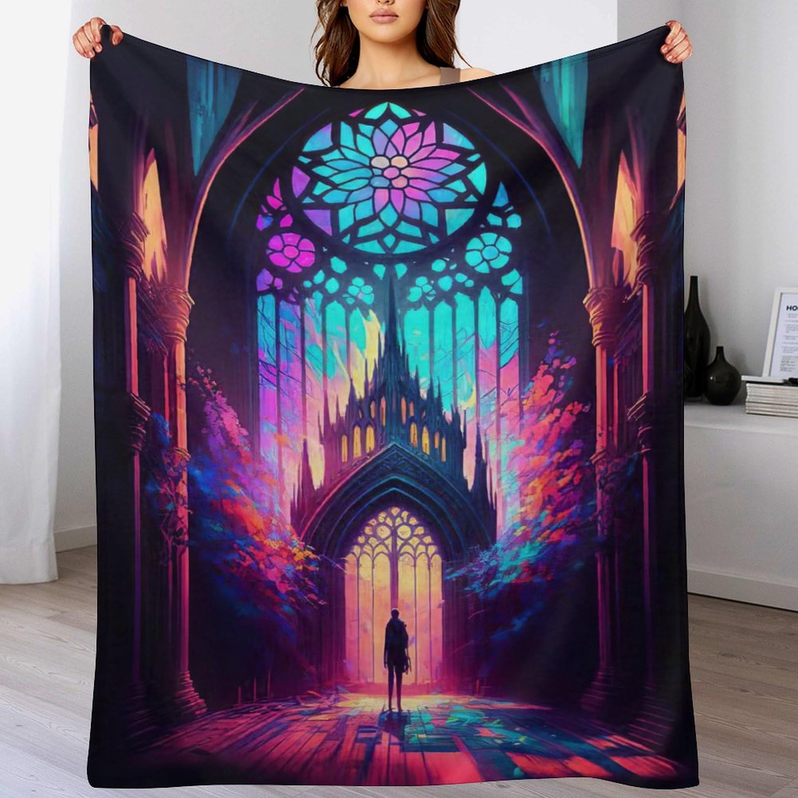 Couvertures polaire Chathedral au toucher moelleux pour lit de chambre