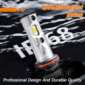 SPOLI HIR2/9012 LED Headlight Bulb Silver, 1:1 Halogen Design, Canbus Ready