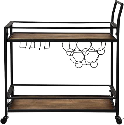 INDIAN DECOR. 55734 Gardner Industrial Bar Cart, Rustic Brown