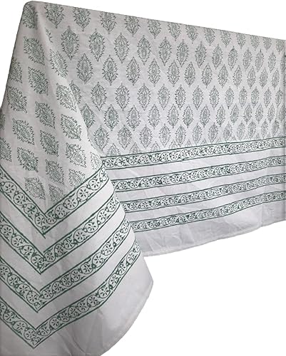 Miniatura 5 de ABHOOH Mantel estampado a mano para mesa cuadrada, mantel con estampado de bloques para decoración de mesa de cocina, comedor, fiestas, bodas,