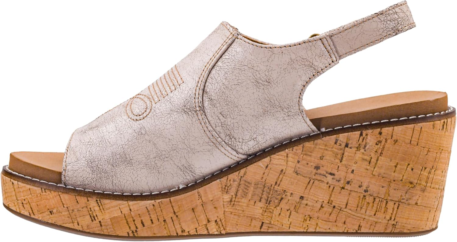 Corkys Footwear Most Wanted 2.5-Inch Wedge Sandal, Featuring a Hook And Loop Closure, Soft EVA Insoles For All Day Wear, and Western Inspired Stitching On The Upper