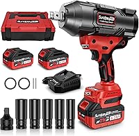 SundpeyPRO 1600Ft-lbs Cordless Impact Wrench: 2100N·m Brushless 3/4" High Torque Gun w/ 2x4.0Ah Batteries, Adapter, Sockets & Case