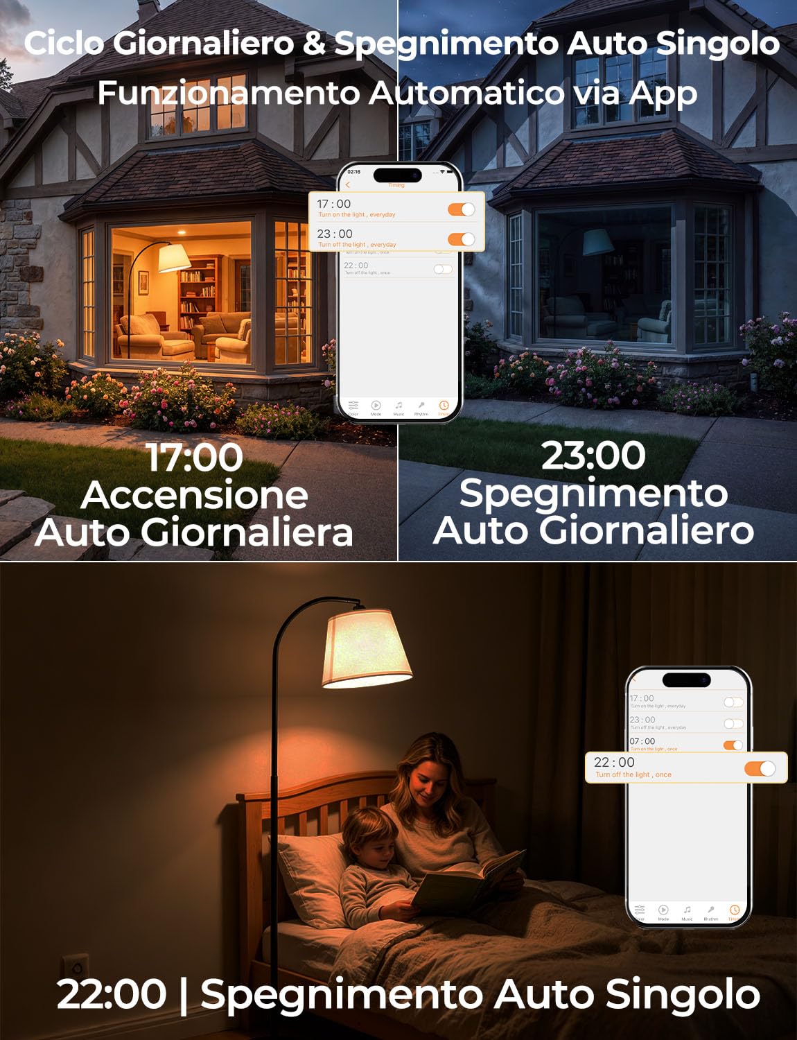 Piantana Lampada da Terra ad Arco Salotto LED Moderna Intelligente RGB,170CM Doppio Controllo con Interruttore a Piede e App, Lampadina Dimmerabile,CRI92, 2700-6000K, 10W 1200LM,per Soggiorno e Camera