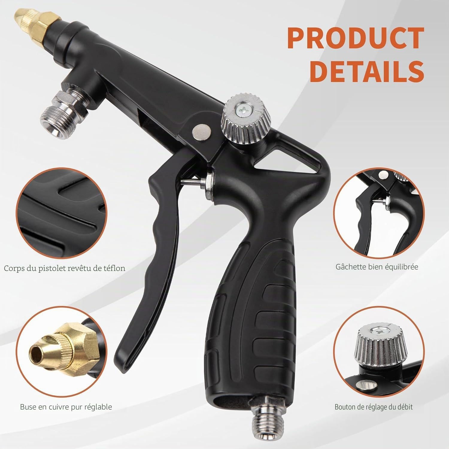 Pistolet d'apprêt pour véhicule, avec Godet en Aluminium de 1000ml, Tuyau de pulvérisation Droit et à 360°, pour sous-Couche caoutchoutée, Protection antirouille pour Voiture
