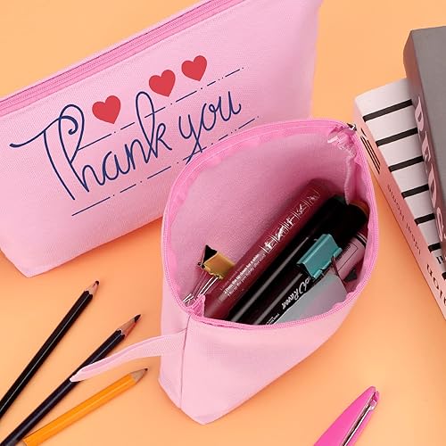 Miniatura 3 de Sinzip 10 bolsas de maquillaje de lona de algodón con parte inferior y correa, bolsa de cosméticos multiusos con cremallera, bolsa de aseo de viaje,