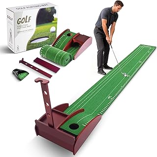 Golf Putting Green for Indoors - Putting Mat with Automatic Ball Return Machine, Mini Golf Pratic...