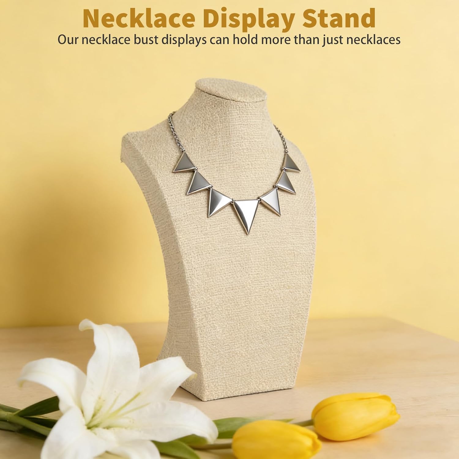 6 Pcs Linen Jewelry Display with Premium Nursing Cloth Stand Necklace Mannequin Holder Bust Necklace for Trade Shows Jewelry Selling