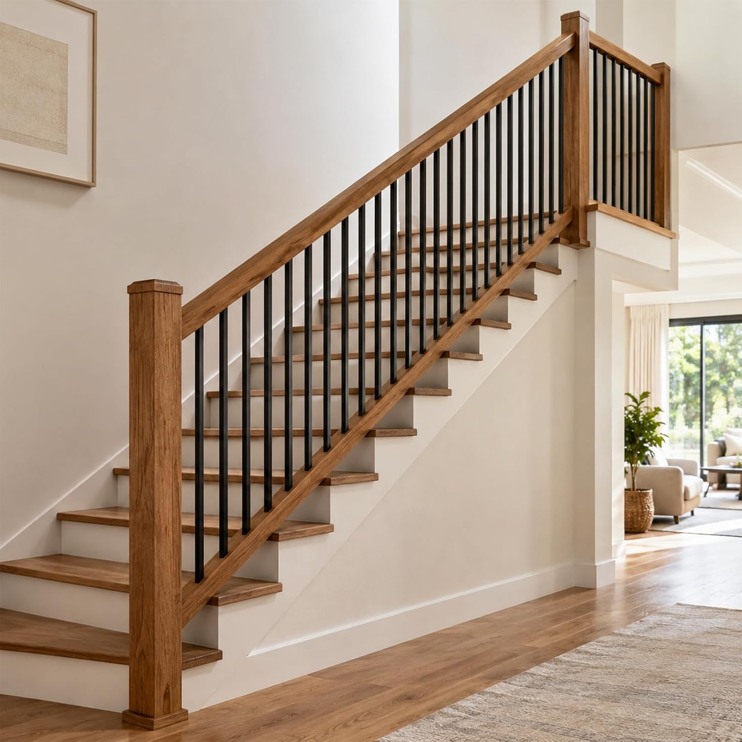 101 Pack 32" Square Aluminum Deck Balusters, 3/4" Black Aluminum Deck Spindles with Flat & Adjustable Angle Connectors, Hollow Metal Balusters for Wood Composite Deck Porch Stair Railing