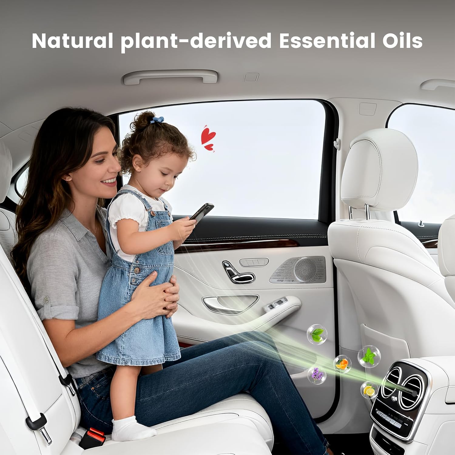 2pcs Car Air Freshener Diffuser Vent Clips, Premium Gift Set with 5 Different Essential Oil (0.34oz Each) & 12 Refill Sticks, Car Diffuser Packaging for Office, Kitchen, Bathroom