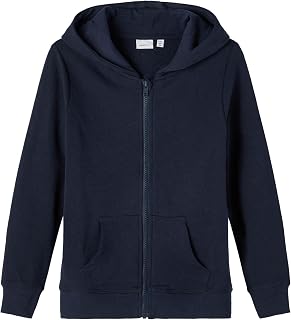 Name It A/S Boy's NKMNESWEAT CARD W HOOD BRU NOOS sweatshirt jacket, Dark Sapphire,