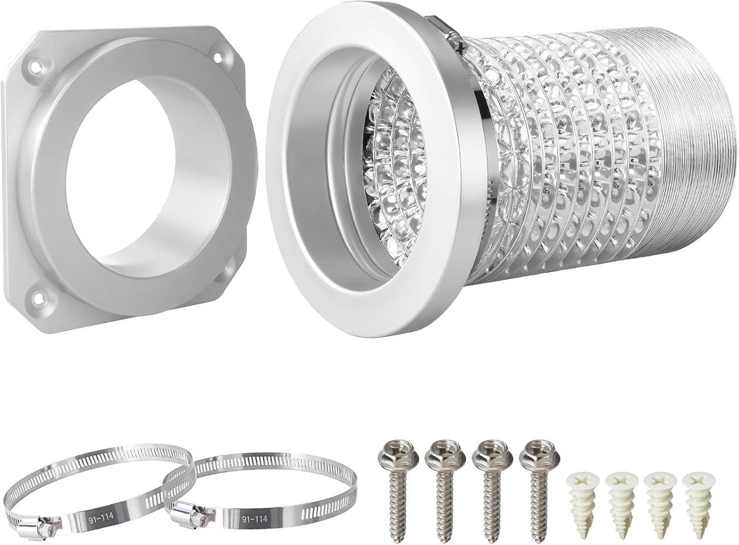 Magnetic Dryer Vent Coupling DV180, Airtight Seal Dryer Vent Connector Kit, Quick Connect & Easy Clean, 3.28ft 4" Aluminum Foil Duct with 2 Stainless Steel Clamps, Universal for 4 Inch Dryer Vents