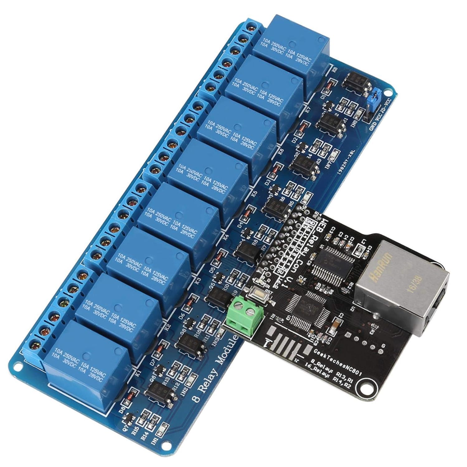 Ethernet Control Module LAN WAN Network Web Server RJ45 Port and 8 Channel Relay Controller Board